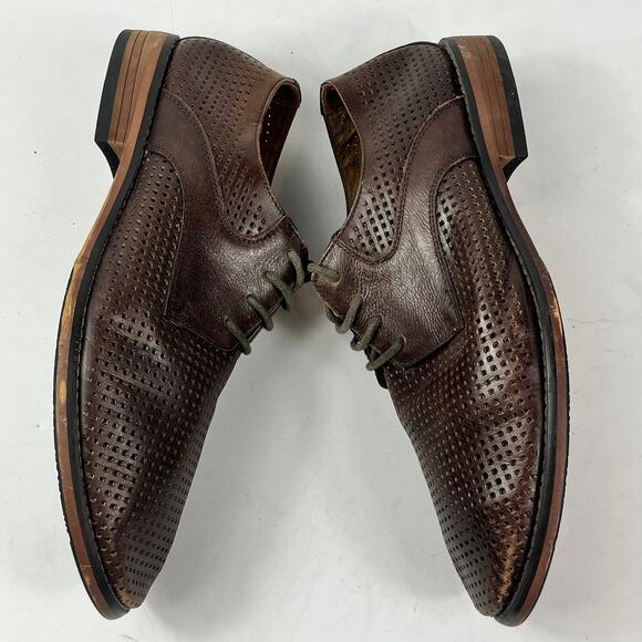 Saks Fifth Avenue Brown Leather Perforated Derby Shoe Mens 7.5 Lace Up 1.25 Heel main image 11